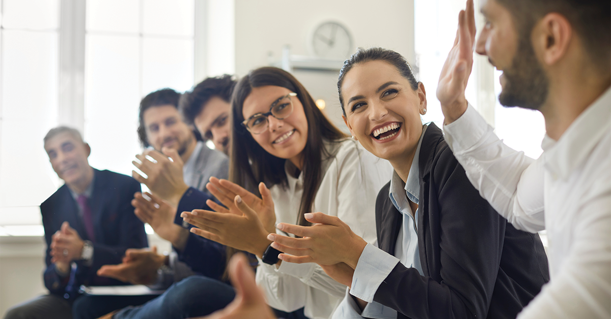 employees celebrating work anniversary